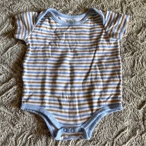 Okie Dokie Blue and Tan onesie Soft Cotton Stripes